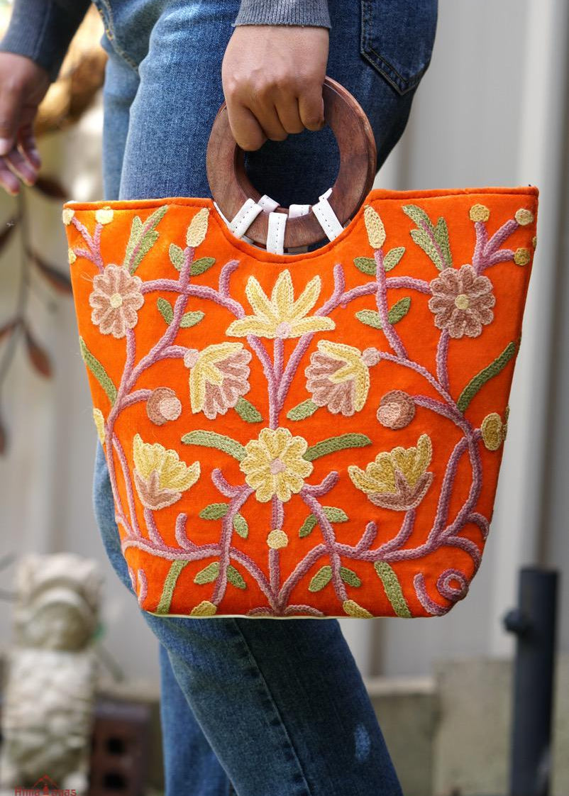 Unique style tote bag with hand embroidery, easy to carry and stylist design