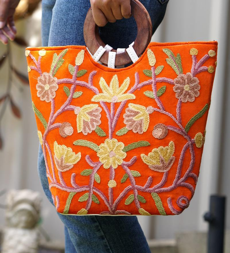 Unique style tote bag with hand embroidery, easy to carry and stylist design
