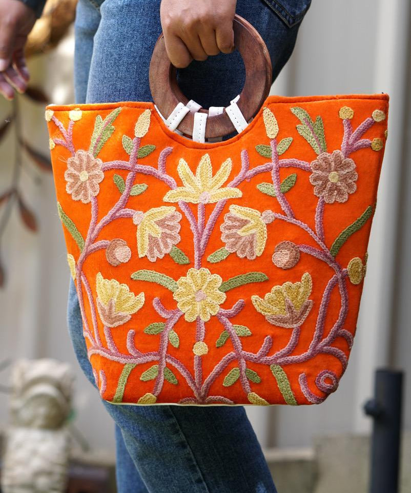 Unique style tote bag with hand embroidery, easy to carry and stylist design