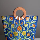 Beautiful handmade women's tote bag with Kashmiri embroidery design for chic style. 