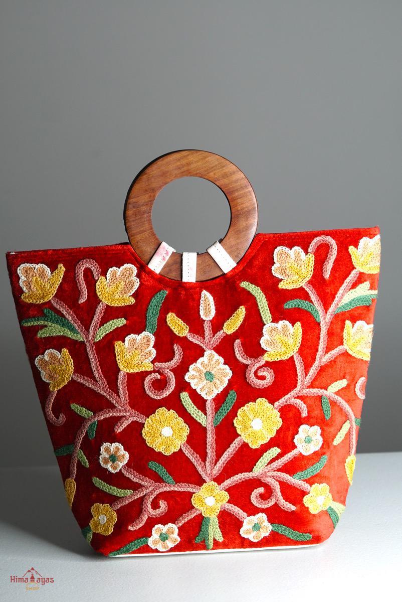 A stunning tote bag for special day out, step out in style with this beautifully handmade Cashmere style embroidered bag. 