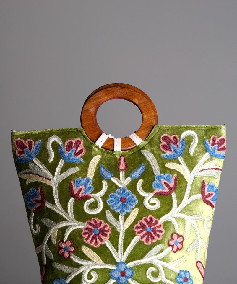 A stylist women’s Tote bag for everyday use, handmade and kashmiri embroidery design for boho style. 