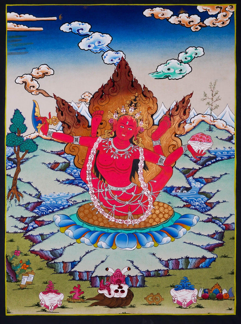 Sukhasiddhi Yogini Thangka Painting - - Handmade thangka painting - HimalayasShop