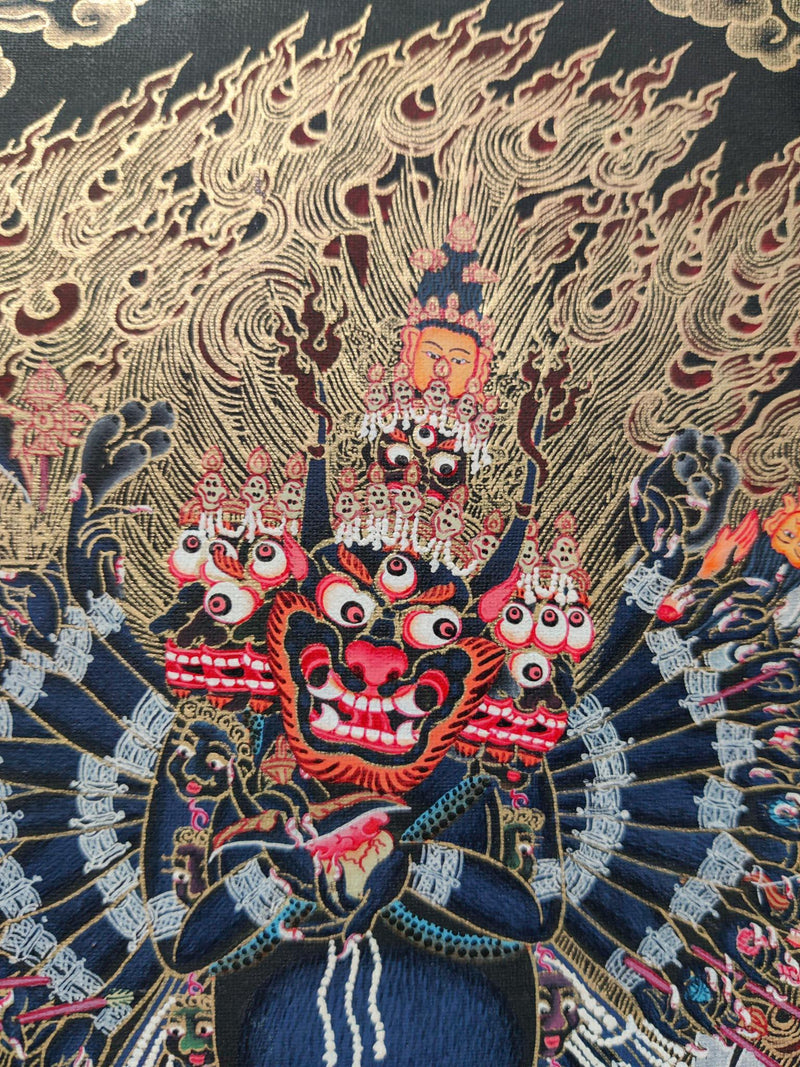 Yamantaka wrathful deity of protector thangka painting