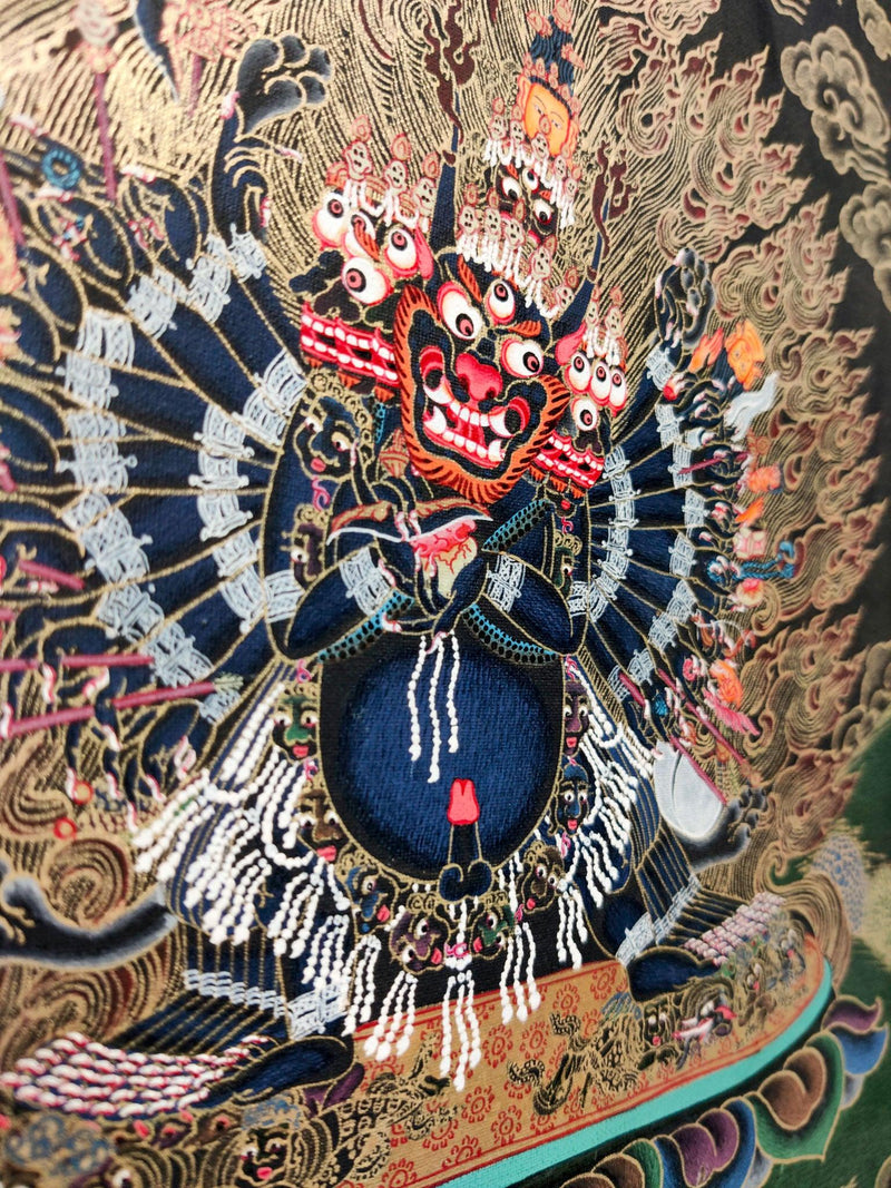 Yamantaka wrathful deity of protector thangka painting