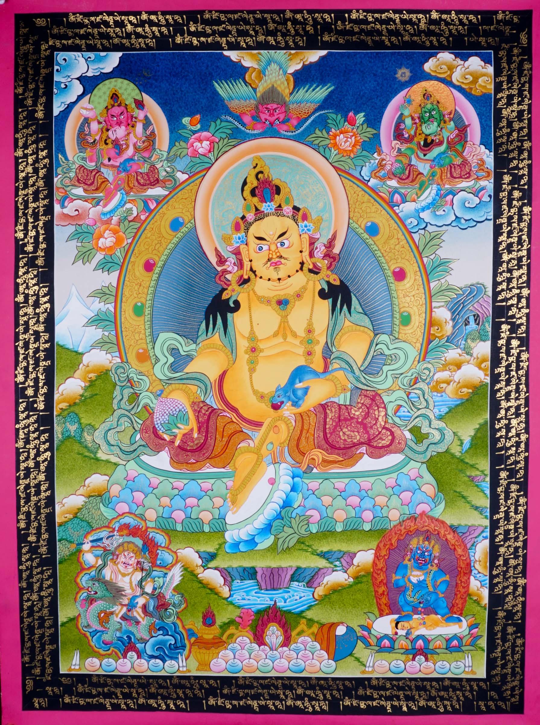 Five Dzambhala Thangka painting high quality art by  himalayasshop