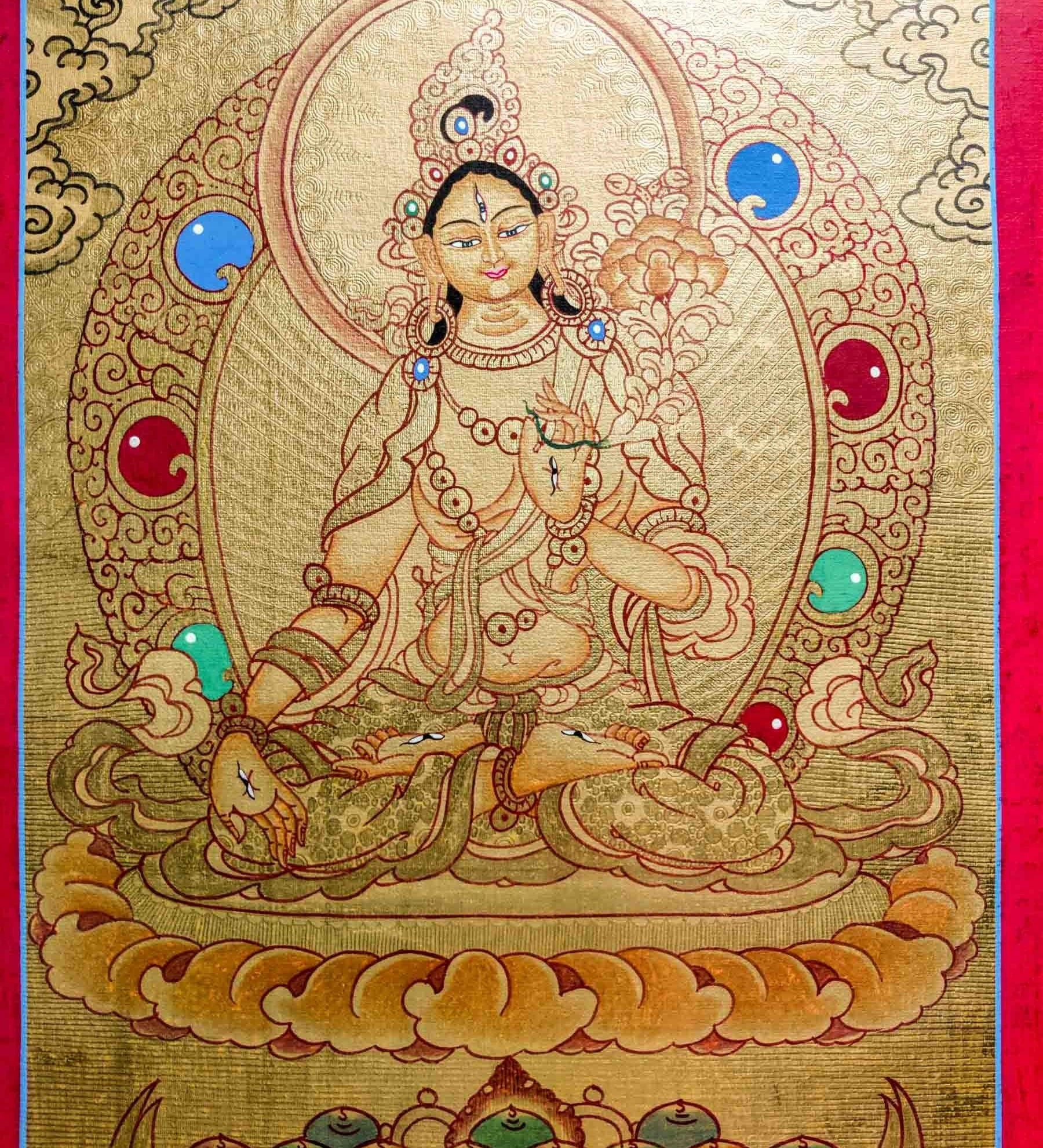Authentic Handmade White Tara Thangka