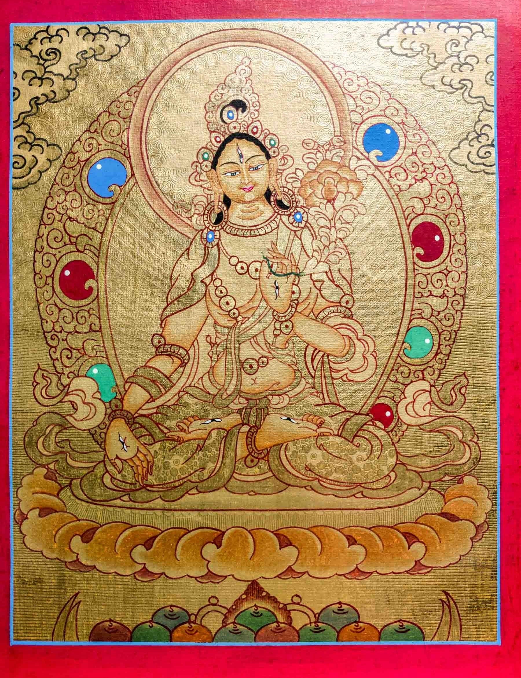 Authentic Handmade White Tara Thangka