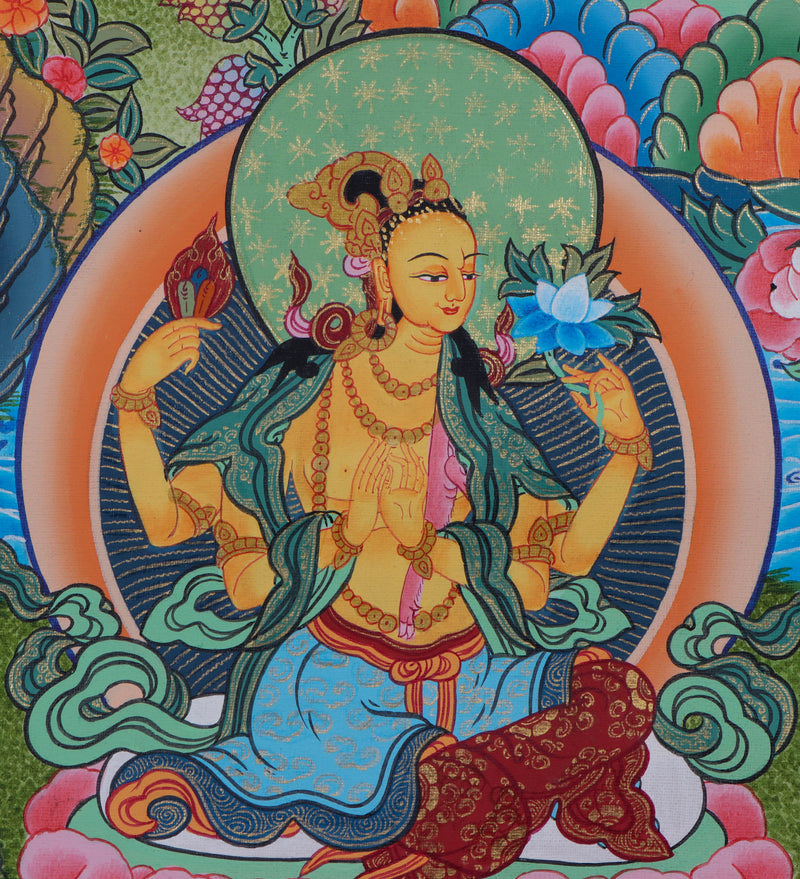 Chengresi Thangka - Handpainted by skillful artisan - Himalayas Shop