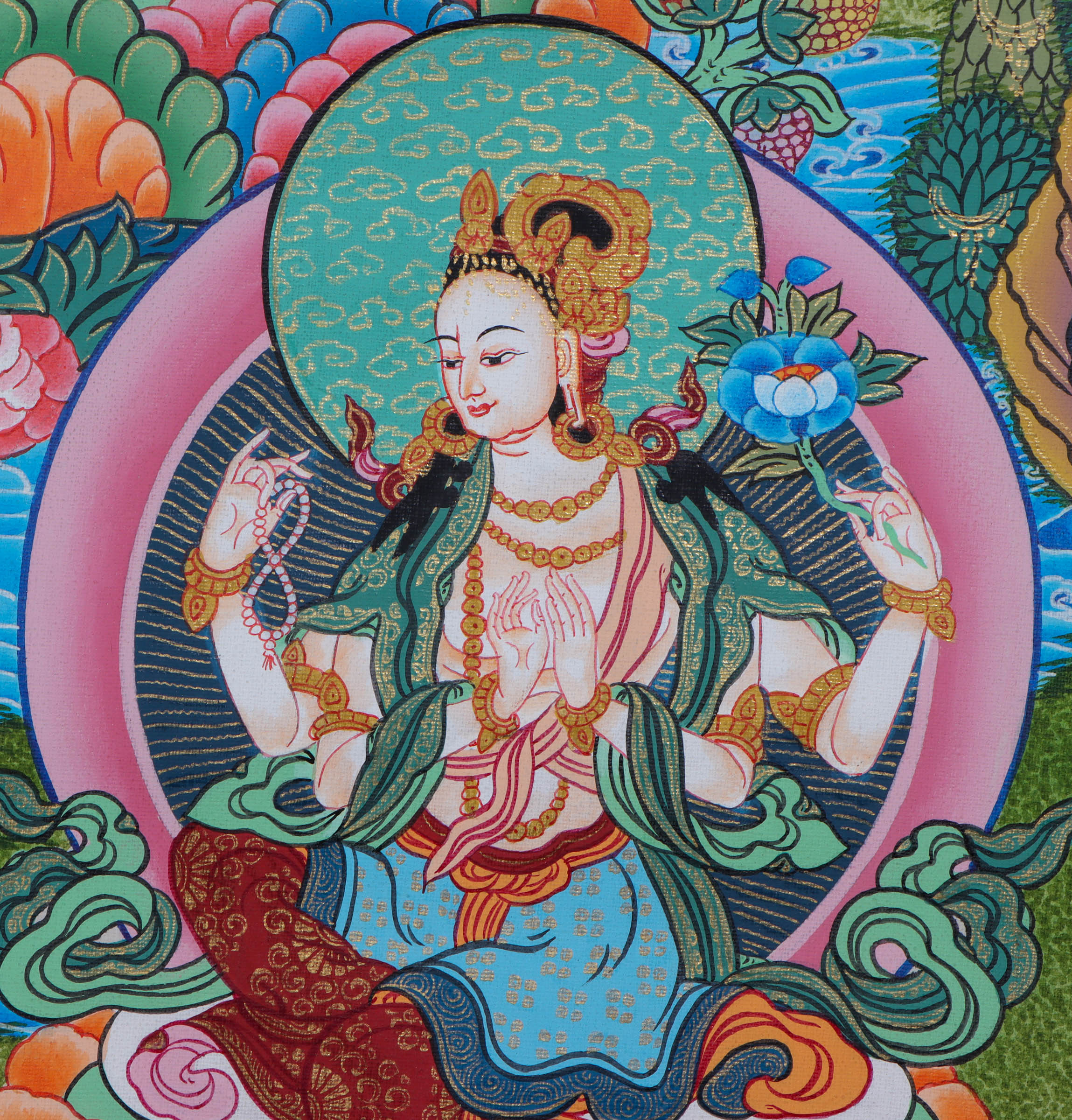 Chengresi Thangka - Handpainted by skillful artisan - Himalayas Shopa