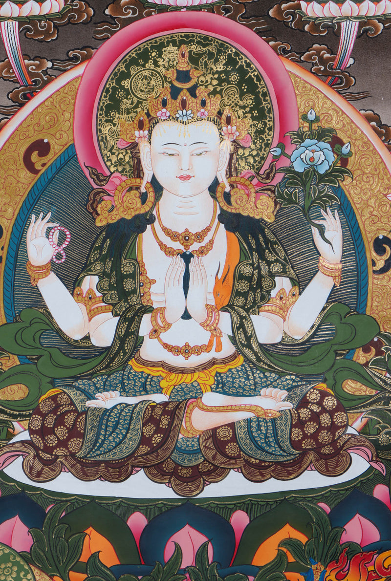 Chengresi (Bodhisattva) Thangka Painting - Himalayas Shop