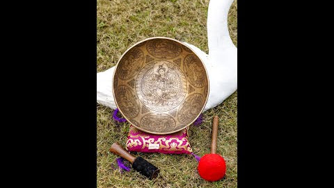 Tibetan Green Tara Singing Bowl for Sound Healing.