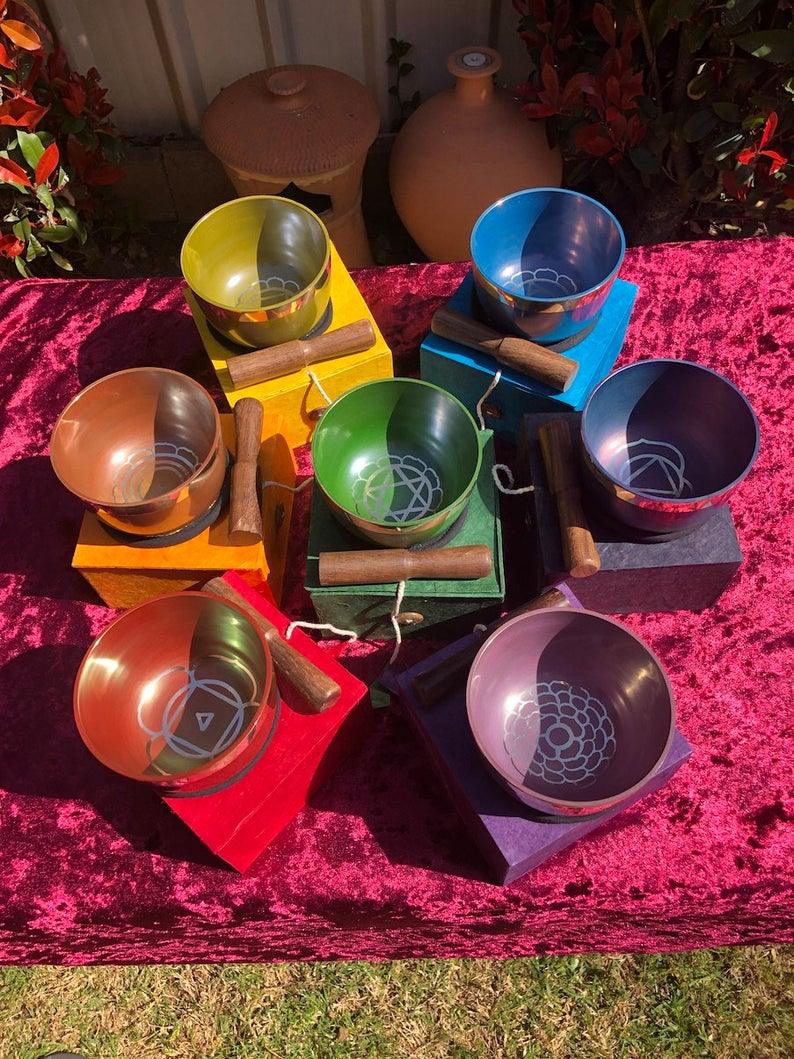 7 chakra set singing bowl for chakra healing and balancing
