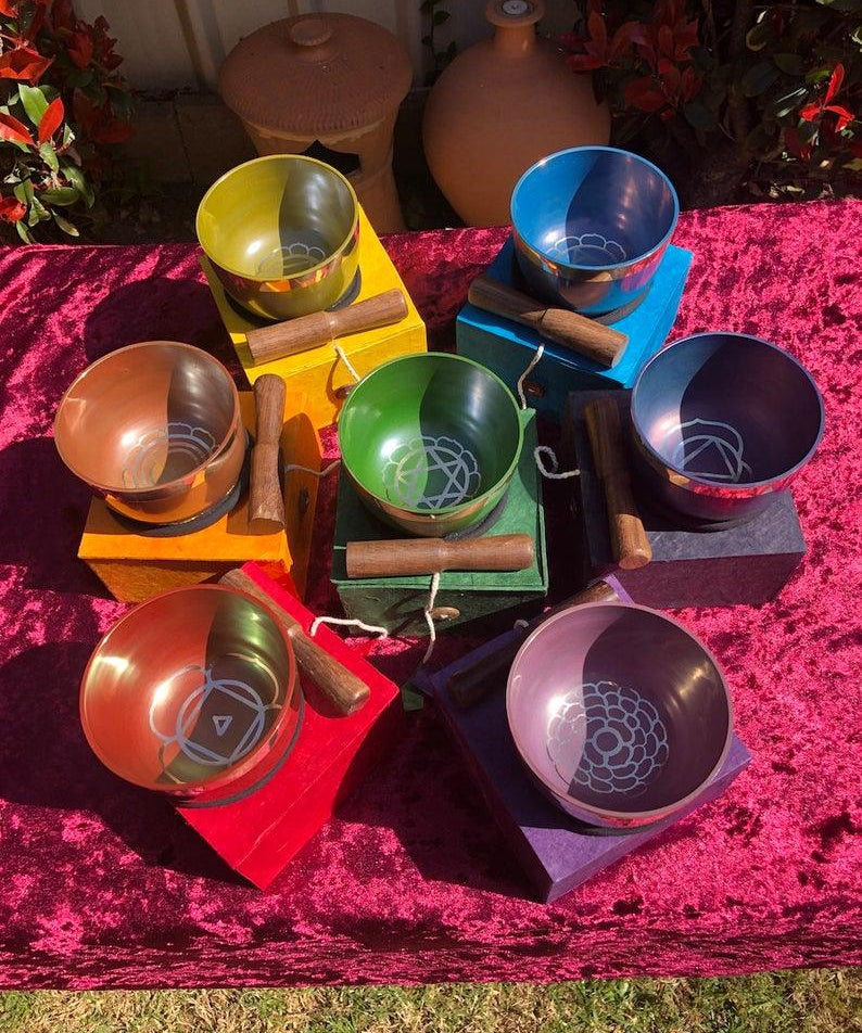 7 chakra set singing bowl for chakra healing and balancing