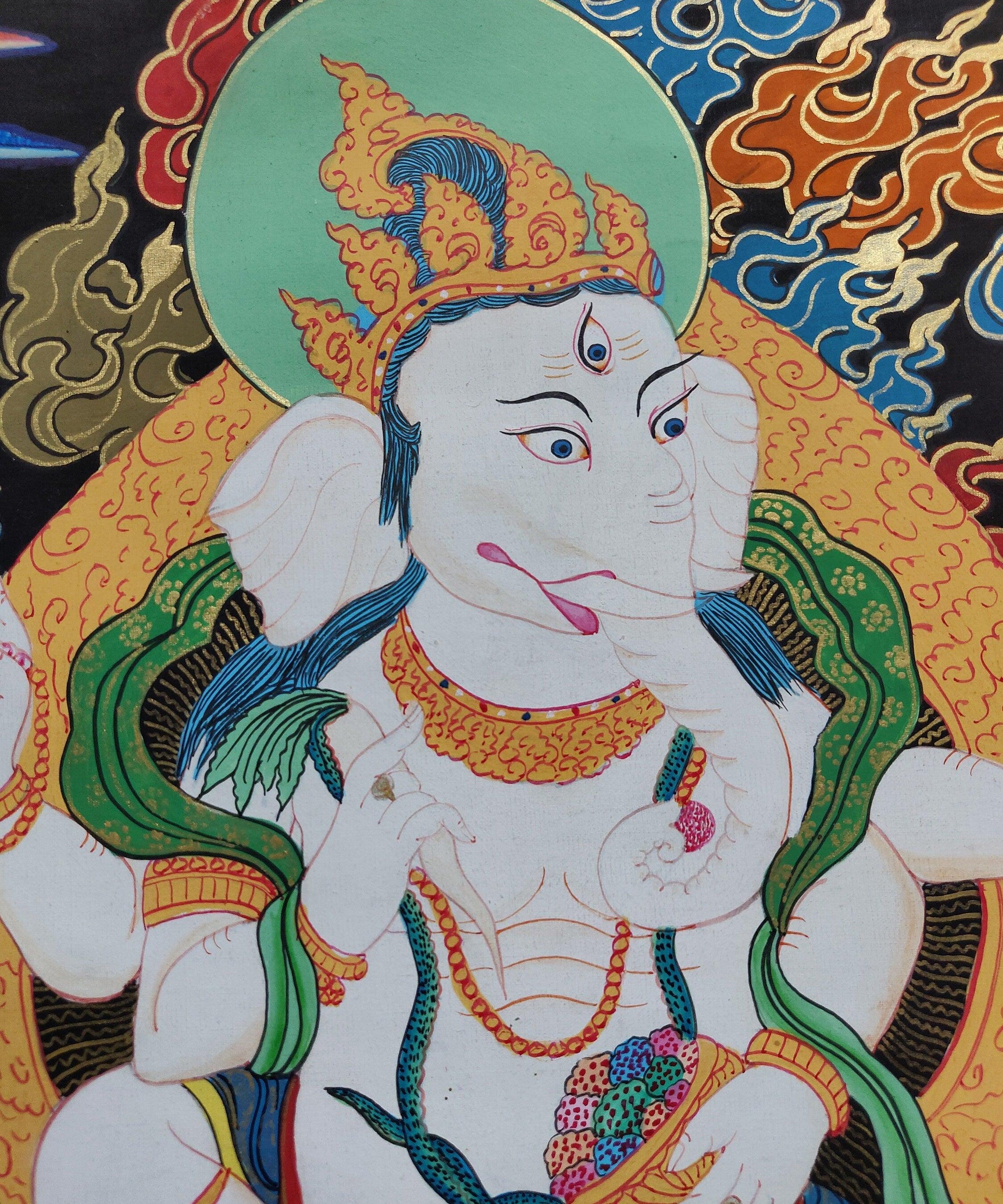 Hindu God Ganesh Thangka Art Painting