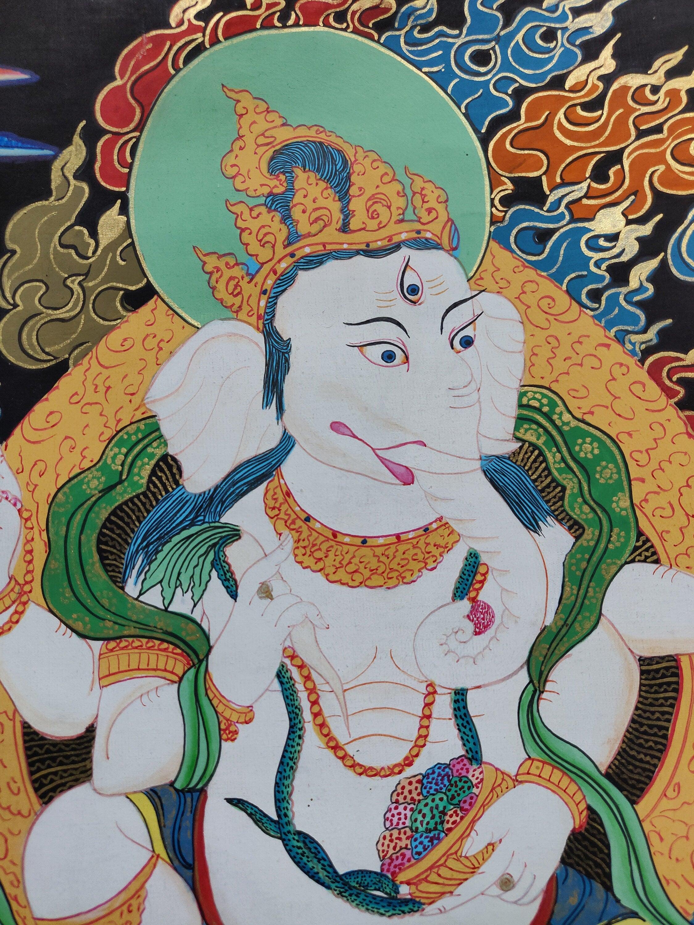 Hindu God Ganesh Thangka Art Painting