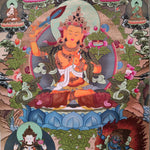 Hand-made Pancha Buddha and Manjushri Thangka Art