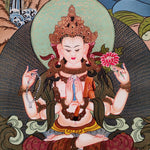 Hand-made Pancha Buddha and Manjushri Thangka Art