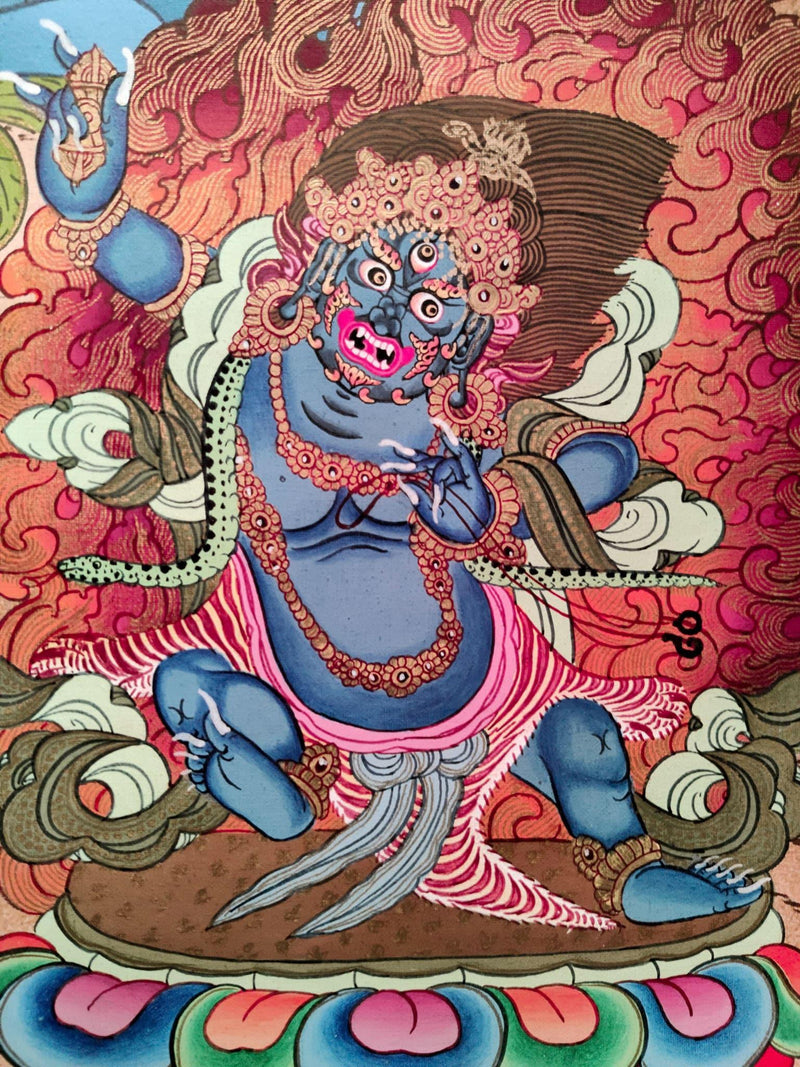 Hand-made Pancha Buddha and Manjushri Thangka Art