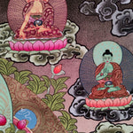 Hand-made Pancha Buddha and Manjushri Thangka Art
