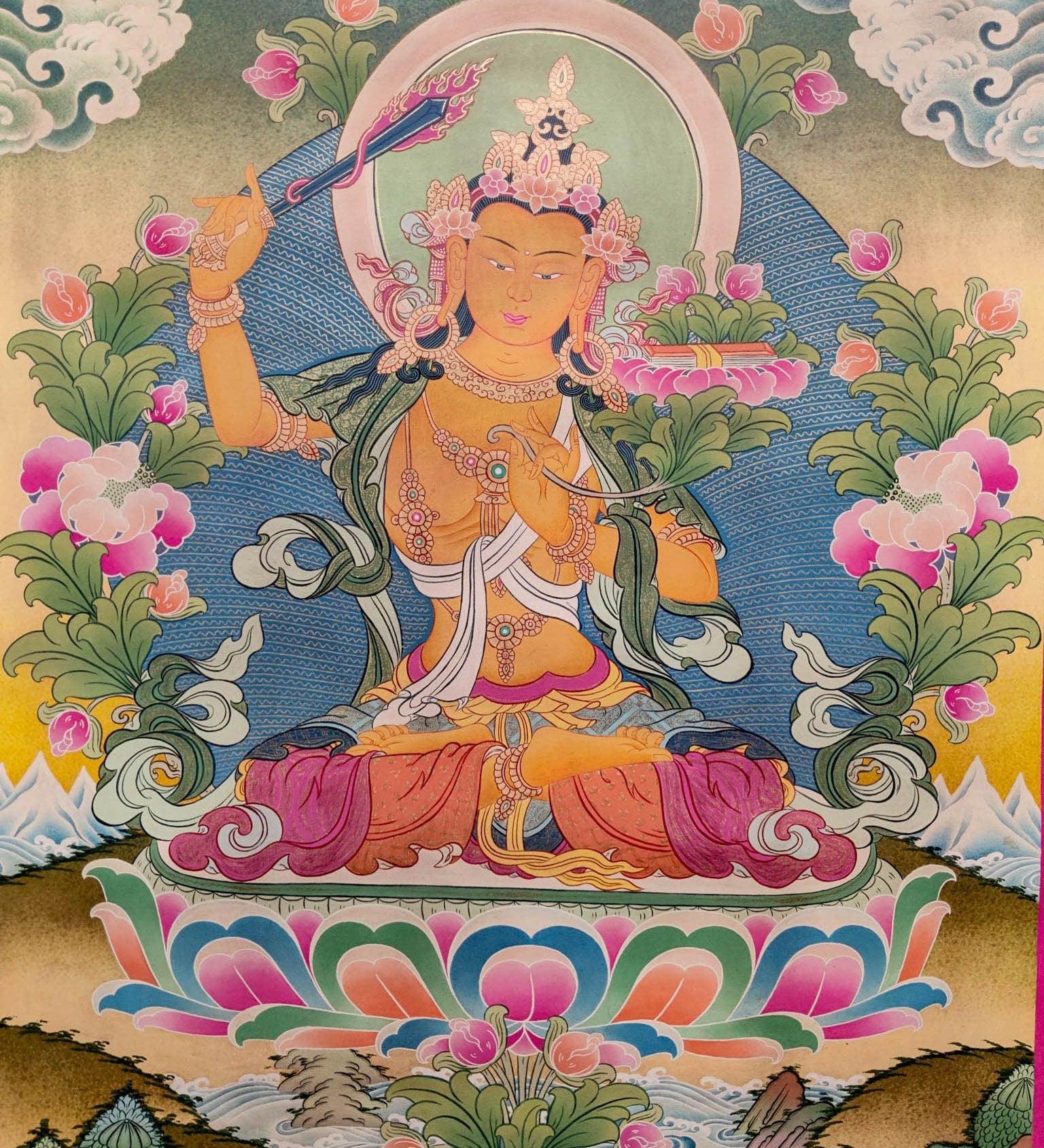 Hand-made Manjushri Thangka art