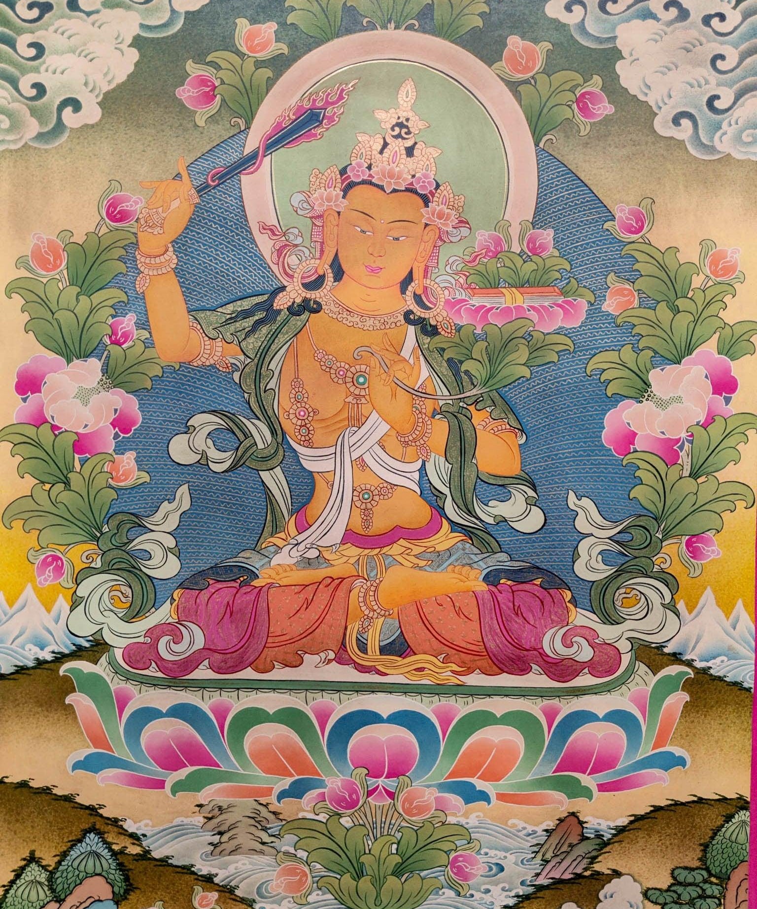 Hand-made Manjushri Thangka art