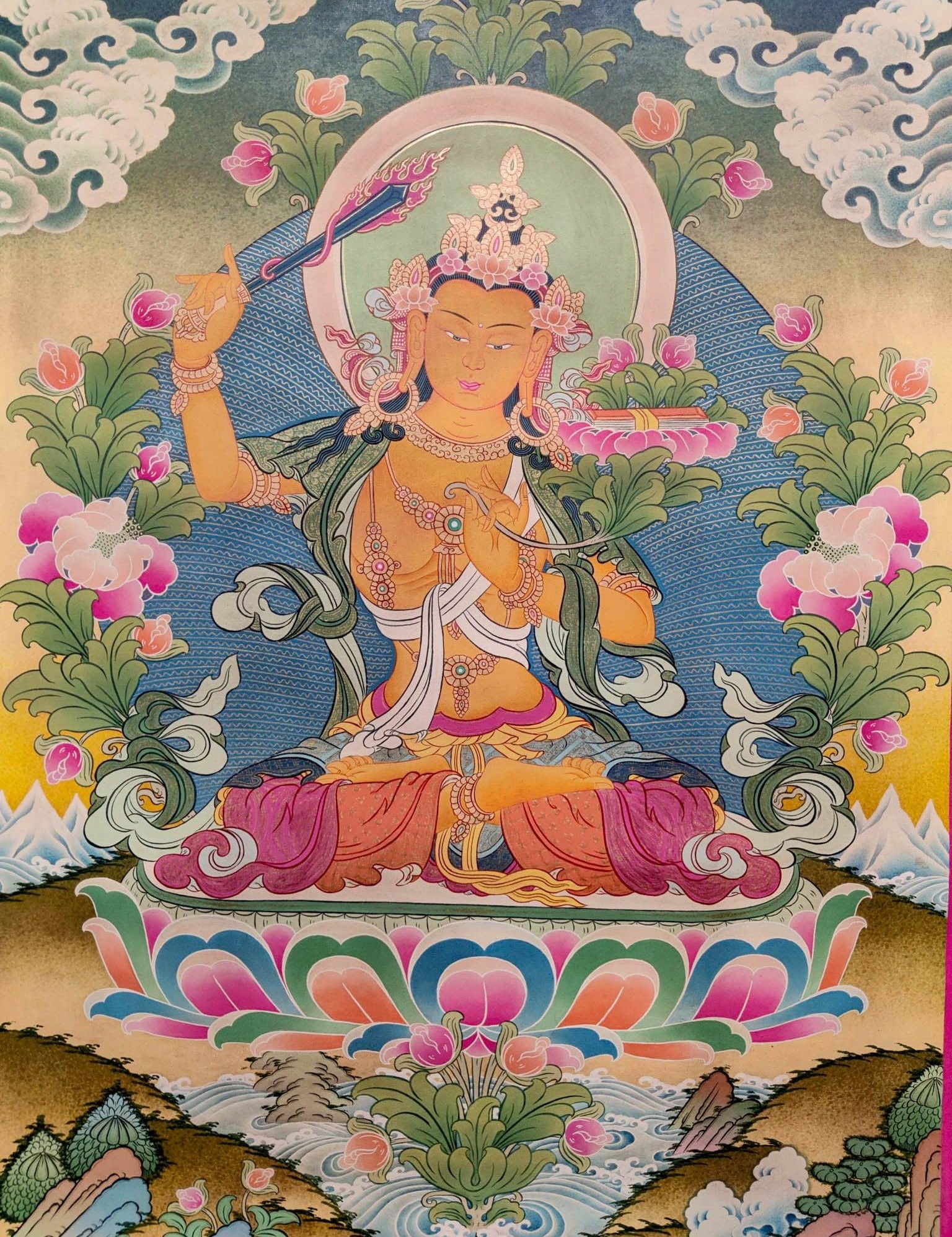 Hand-made Manjushri Thangka art
