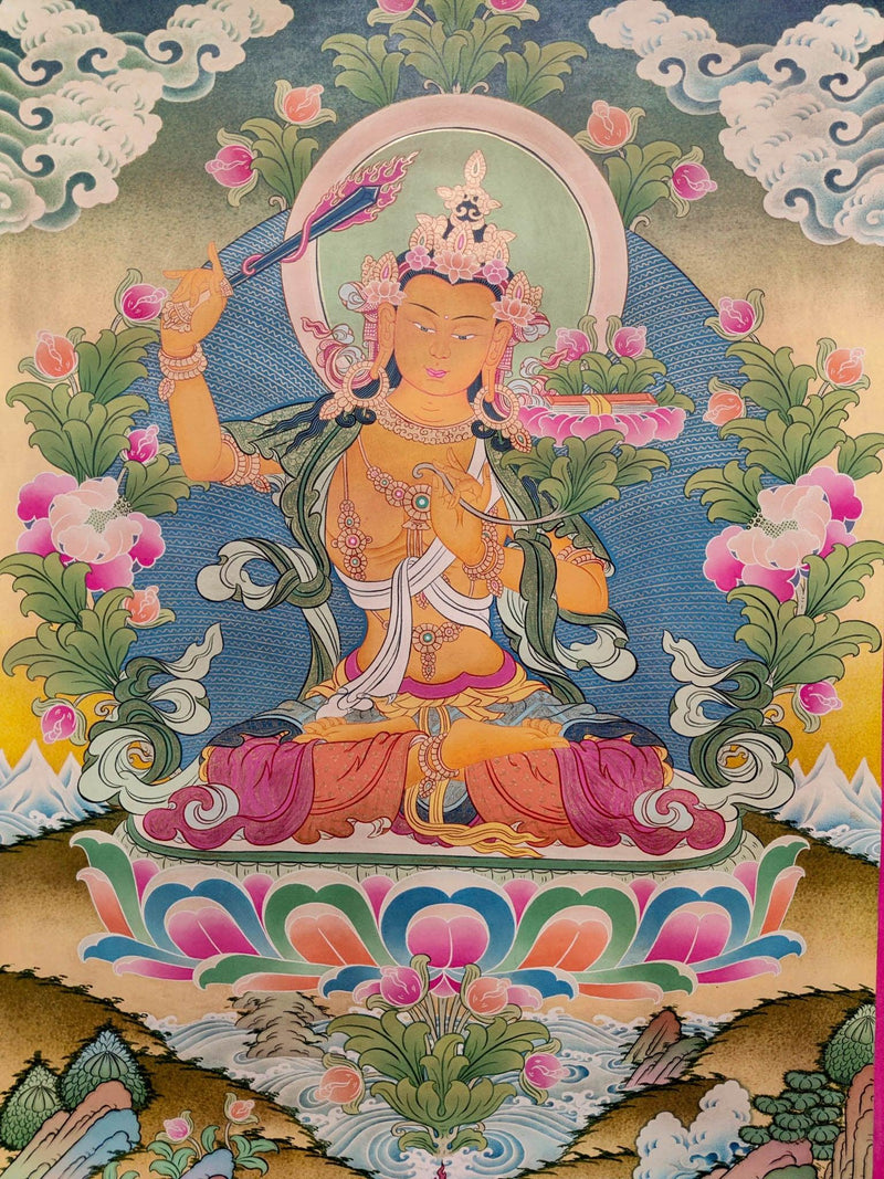 Hand-made Manjushri Thangka art