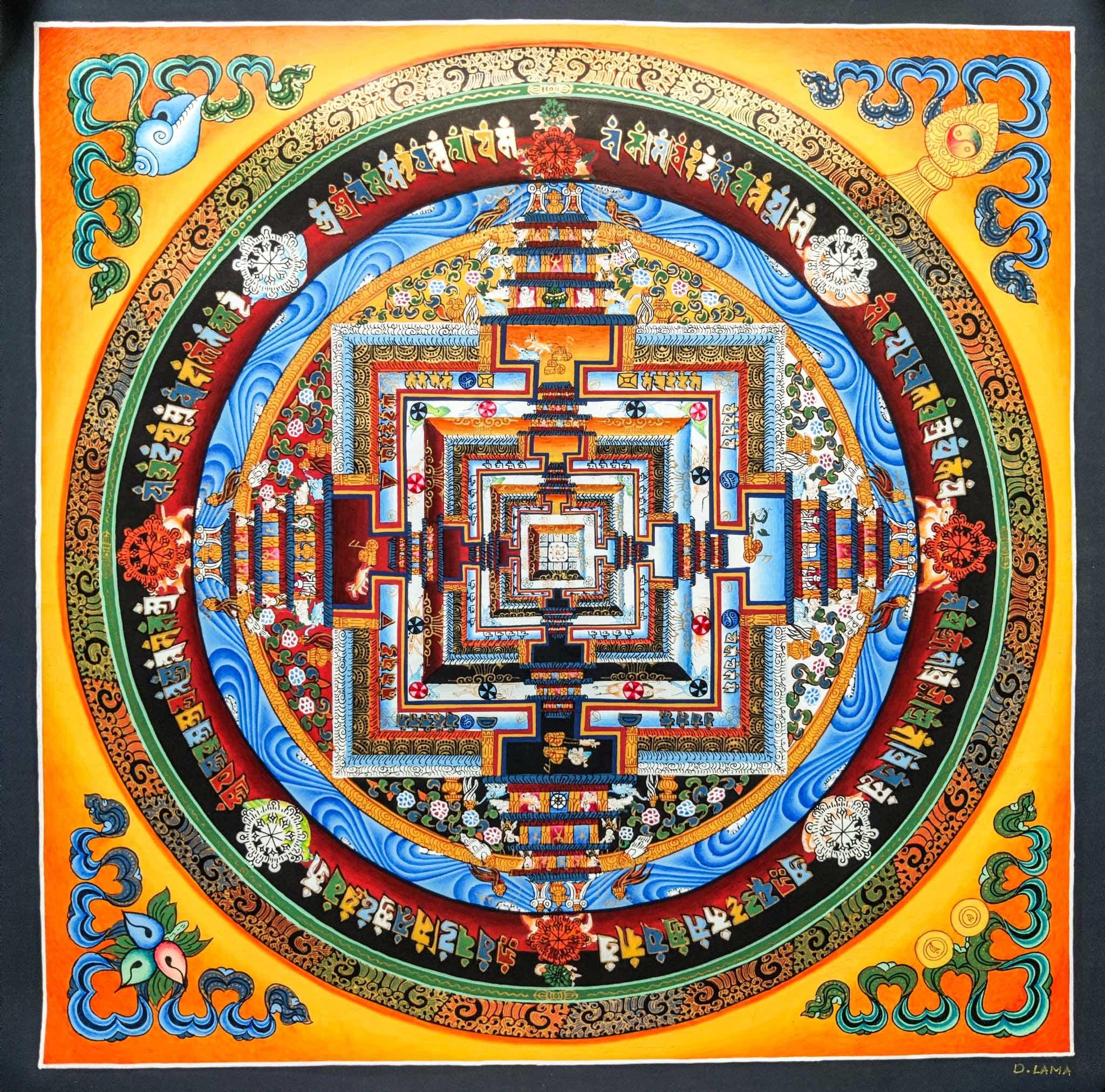 Sun Rise Energy Tibetan Kalchakra Mandala Painting