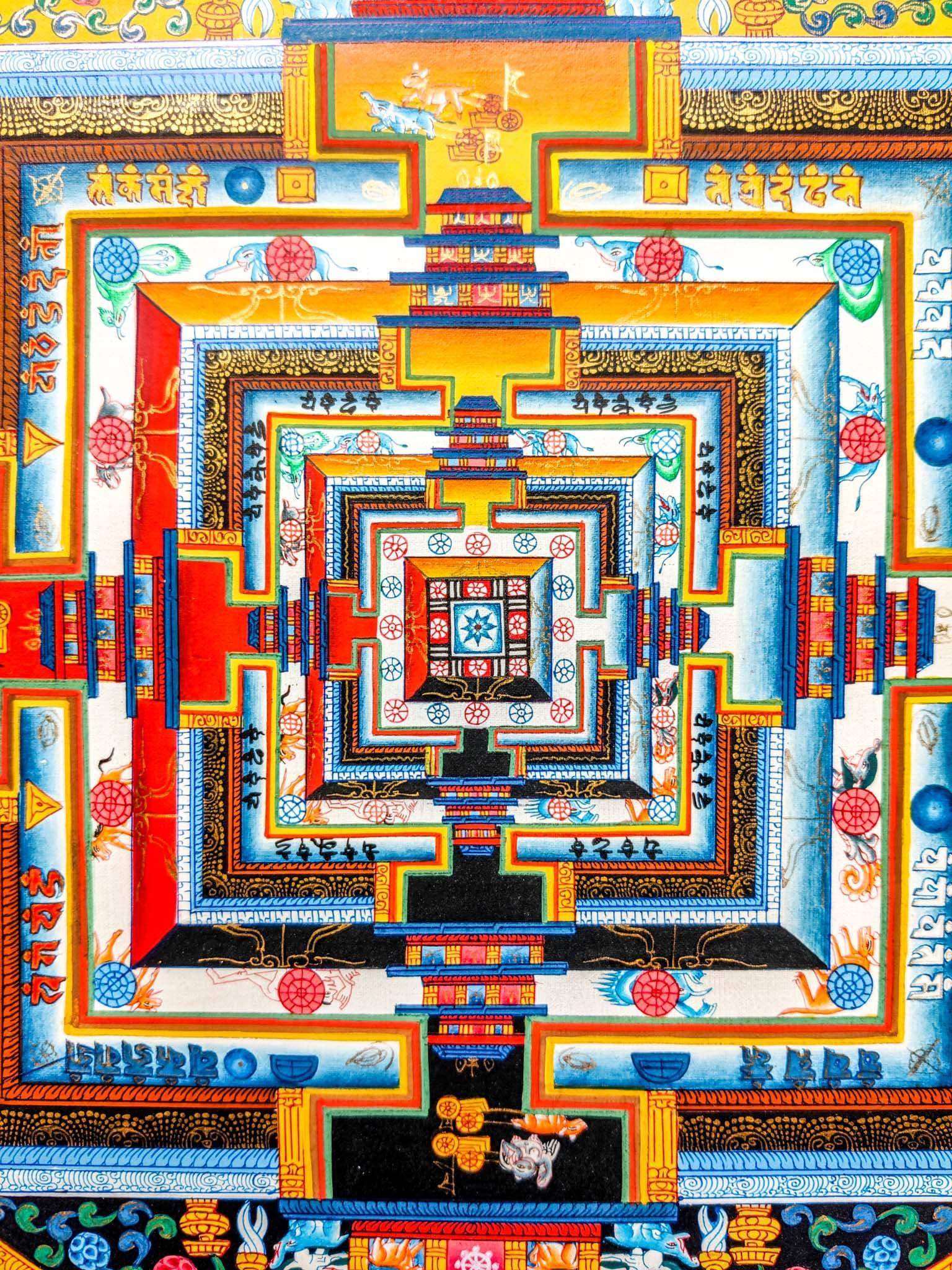 Kalachakra Mandala painted with gold and natural color