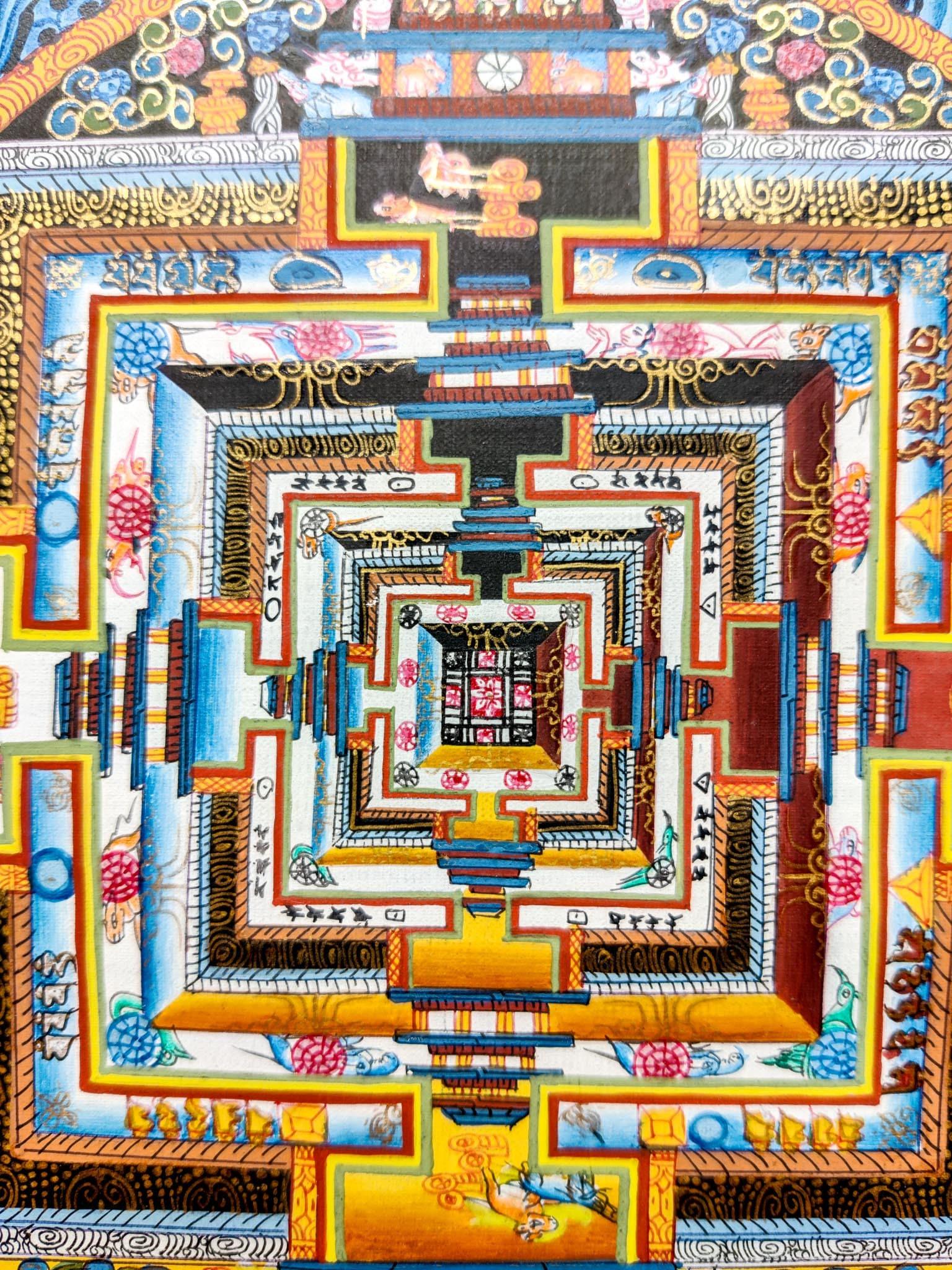 Close view of Burlywood color Kalachakra Mandala Thangka