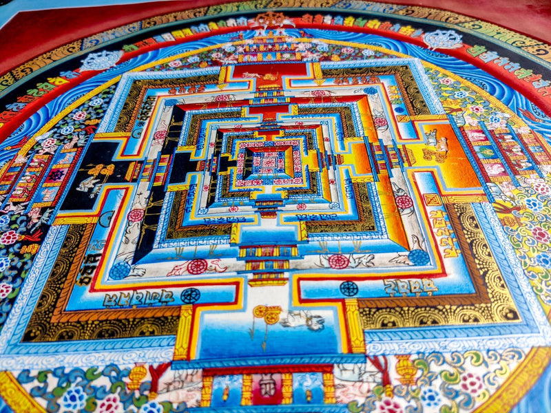 Authentic Red Kalachakra Mandala Thangka Art. 