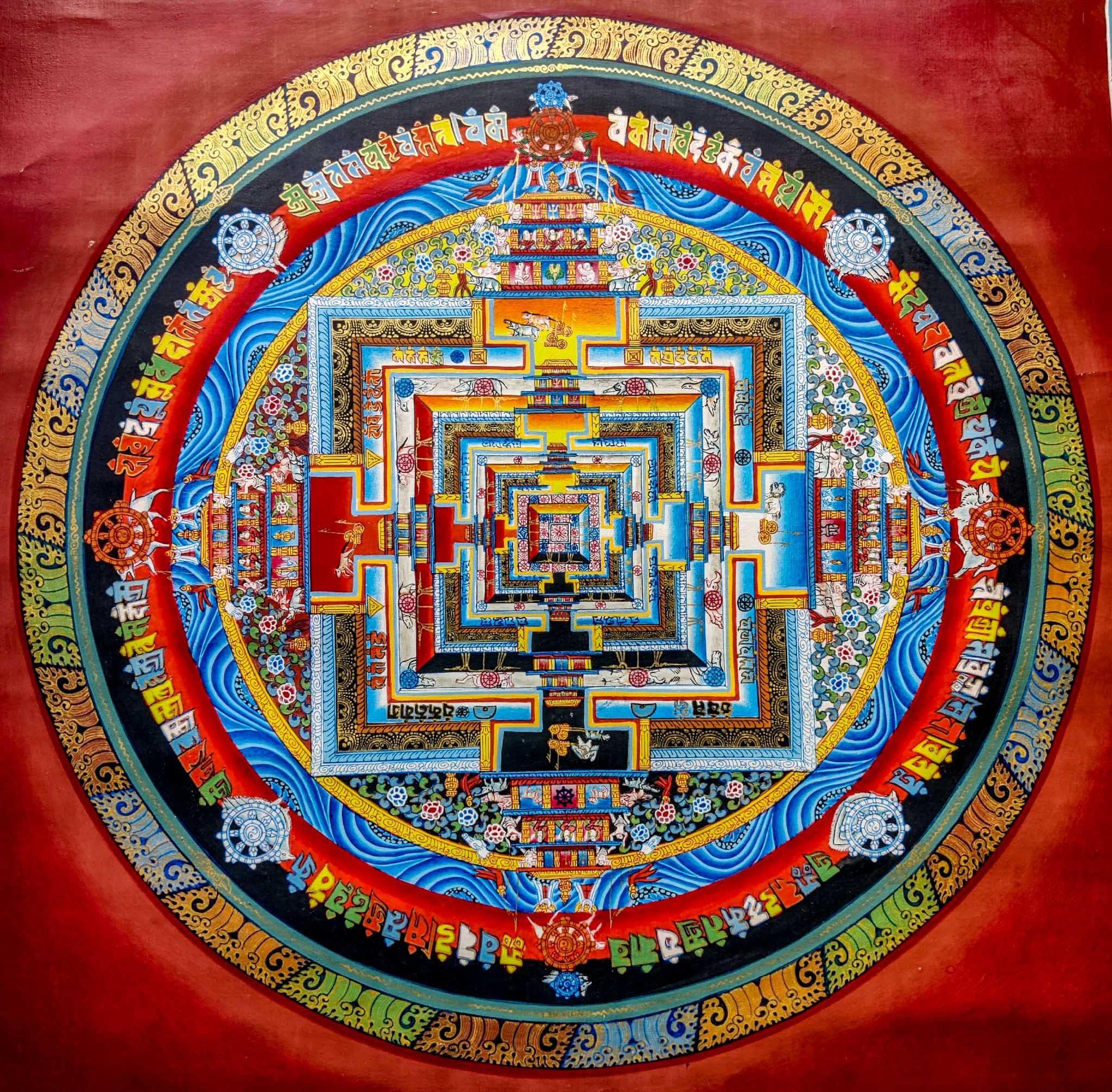 High Quality Red Kalachakra Mandala Thangka Art.