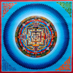 40 by 40 cm blue Kalachakra Mandala.