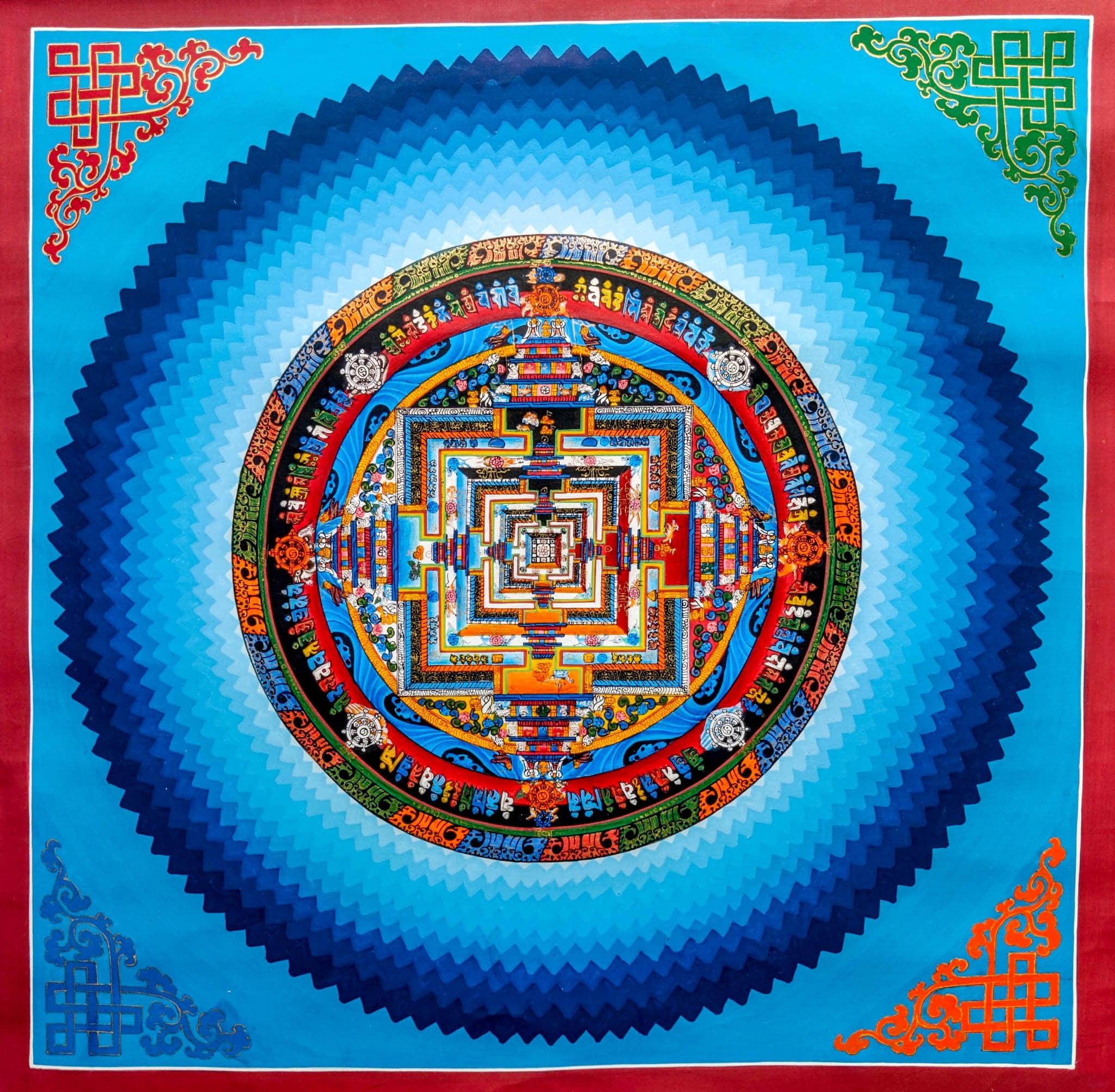 40 by 40 cm blue Kalachakra Mandala.