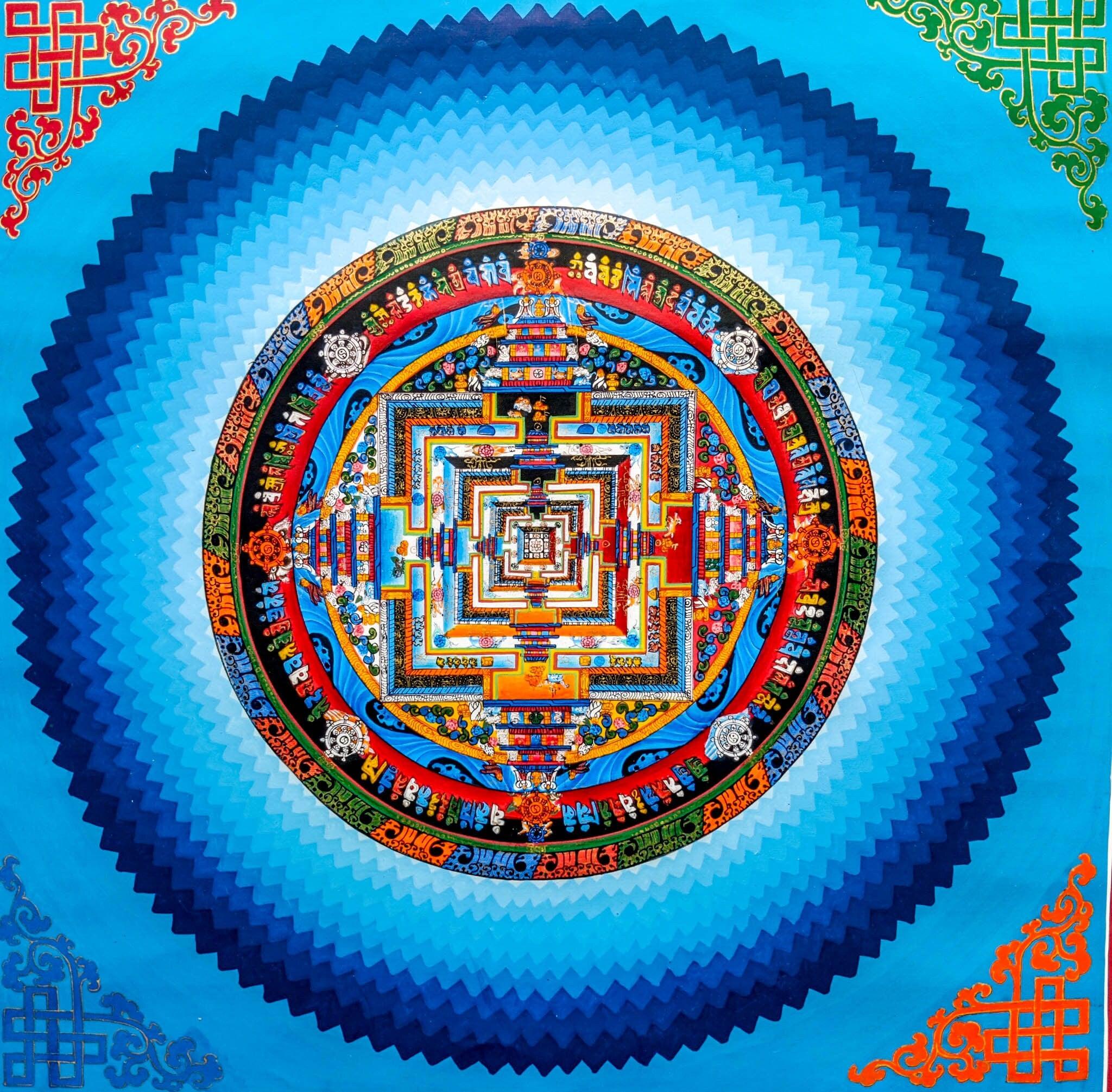 Spiritual high-quality Kalachakra Mandala thangka art.