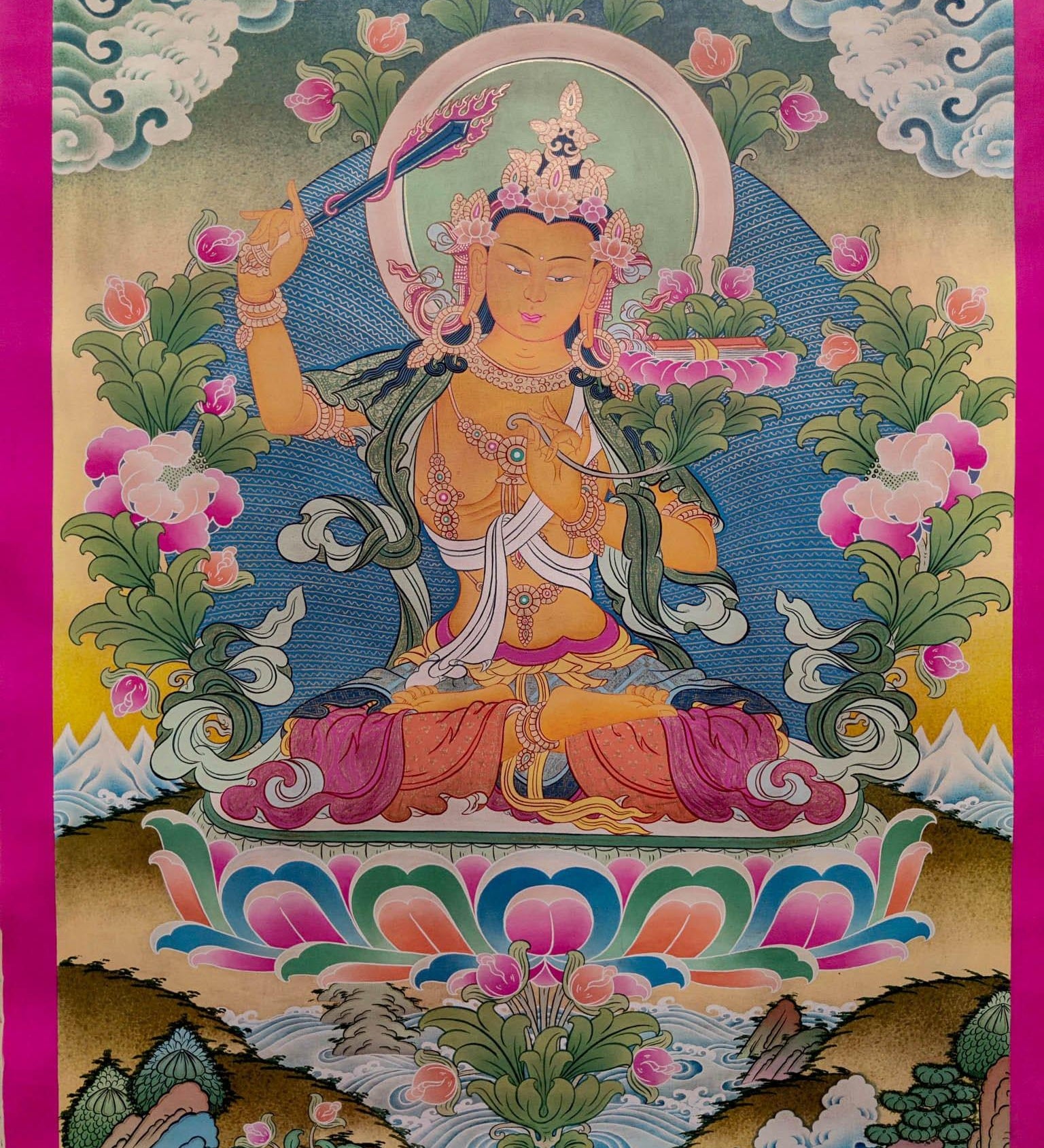 Hand-made Manjushri Thangka art