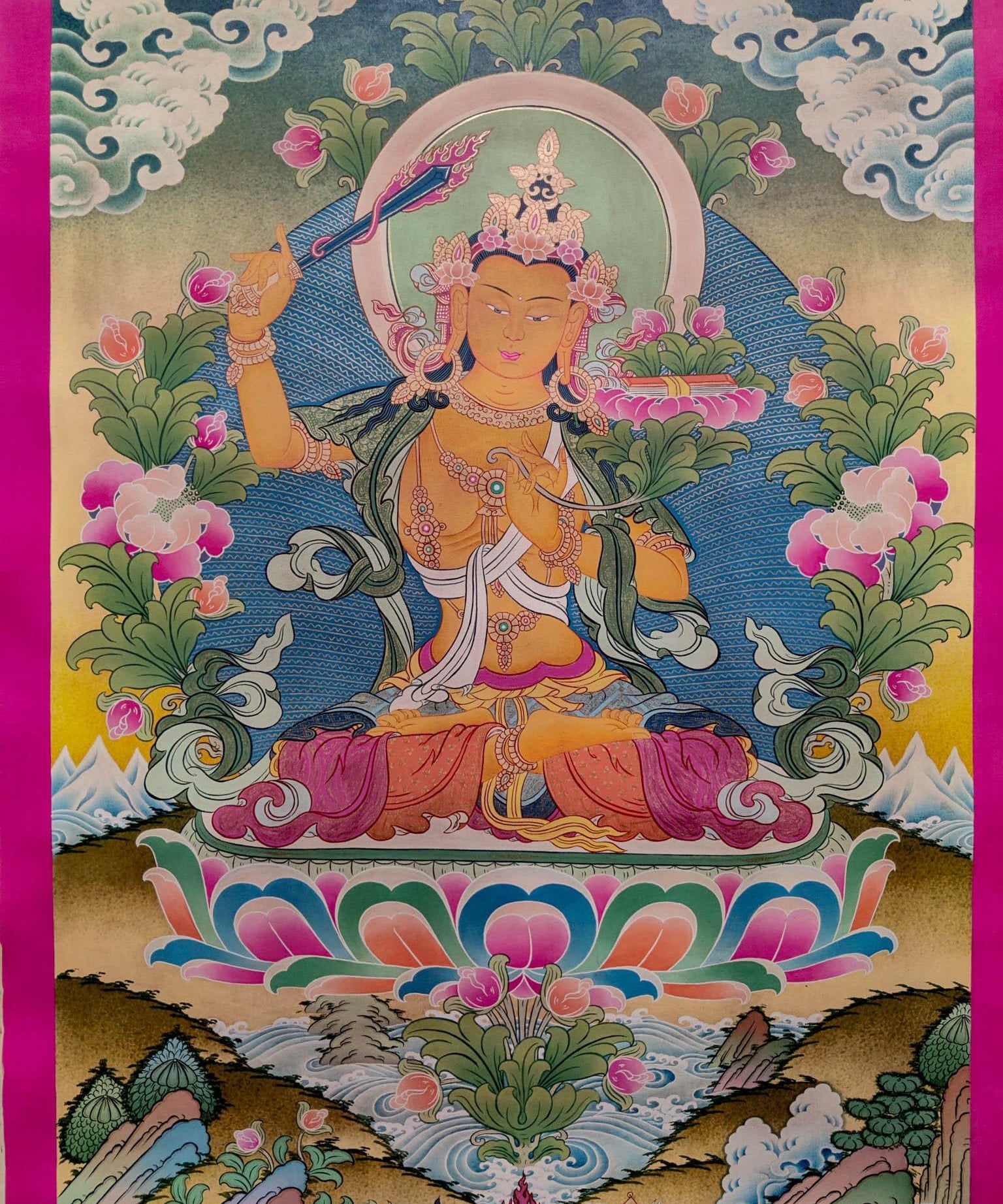 Hand-made Manjushri Thangka art