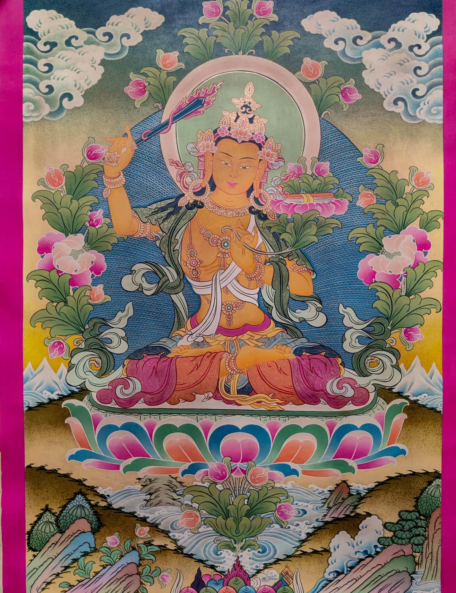 Hand-made Manjushri Thangka art