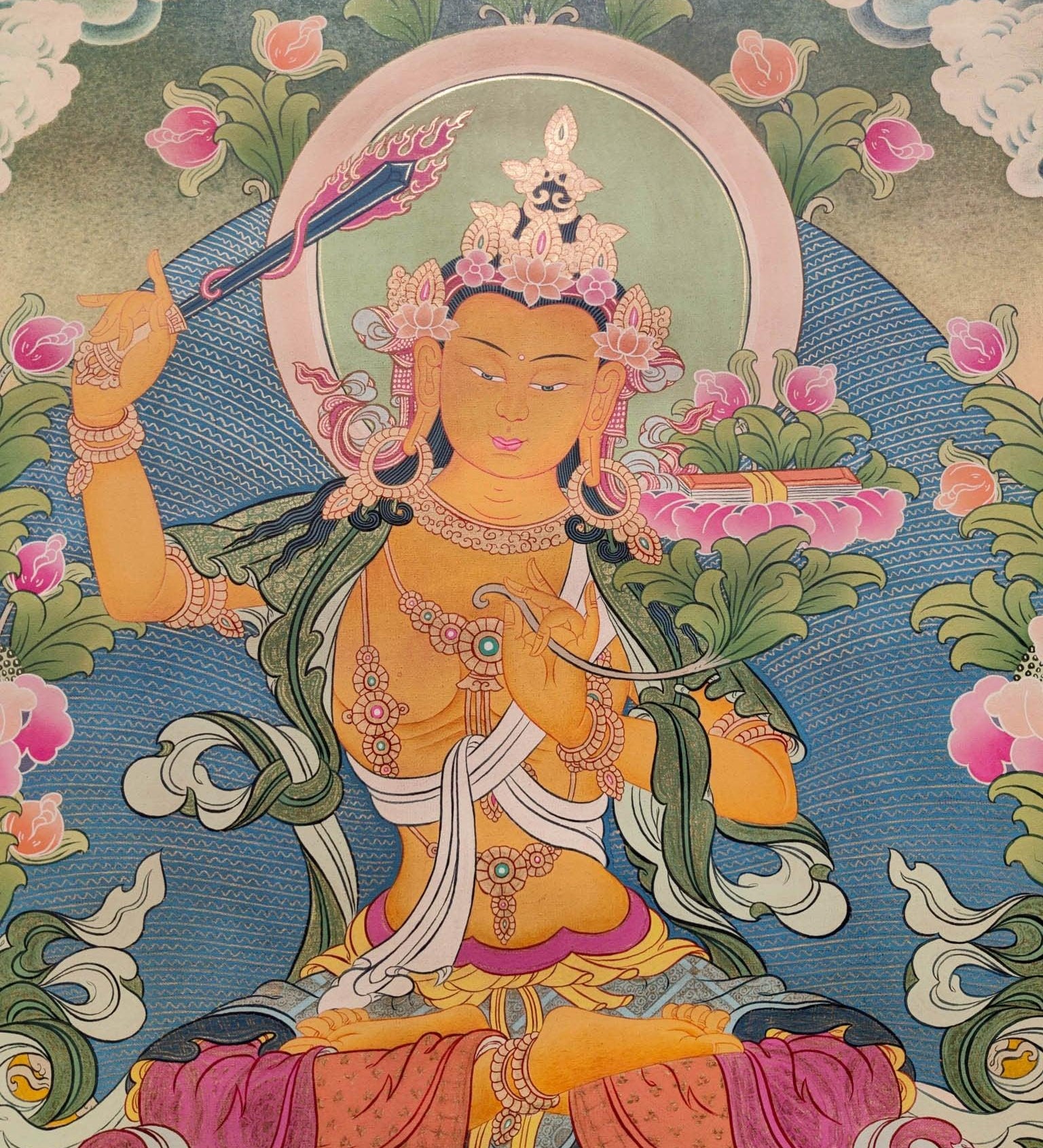 Hand-made Manjushri Thangka art