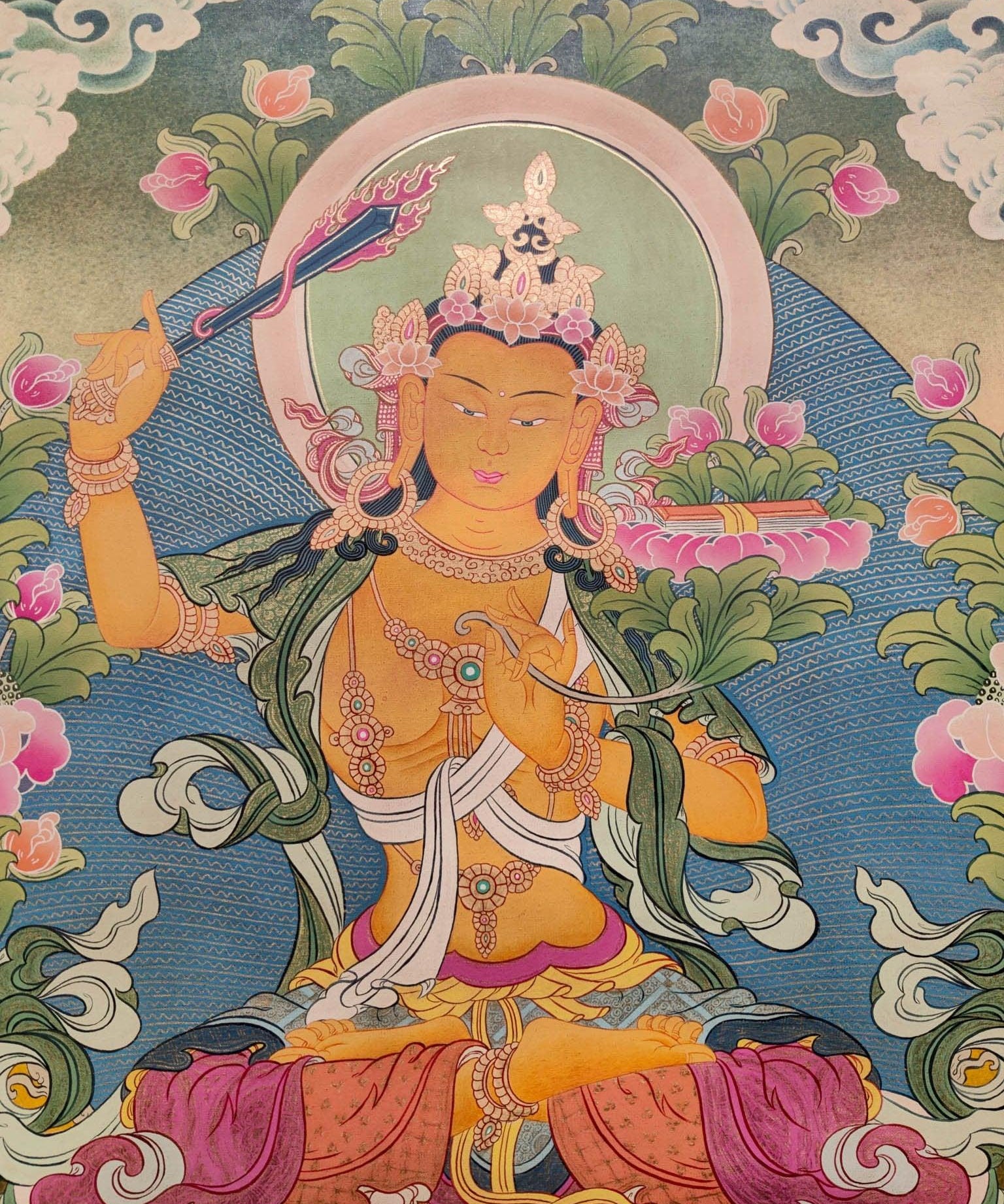 Hand-made Manjushri Thangka art