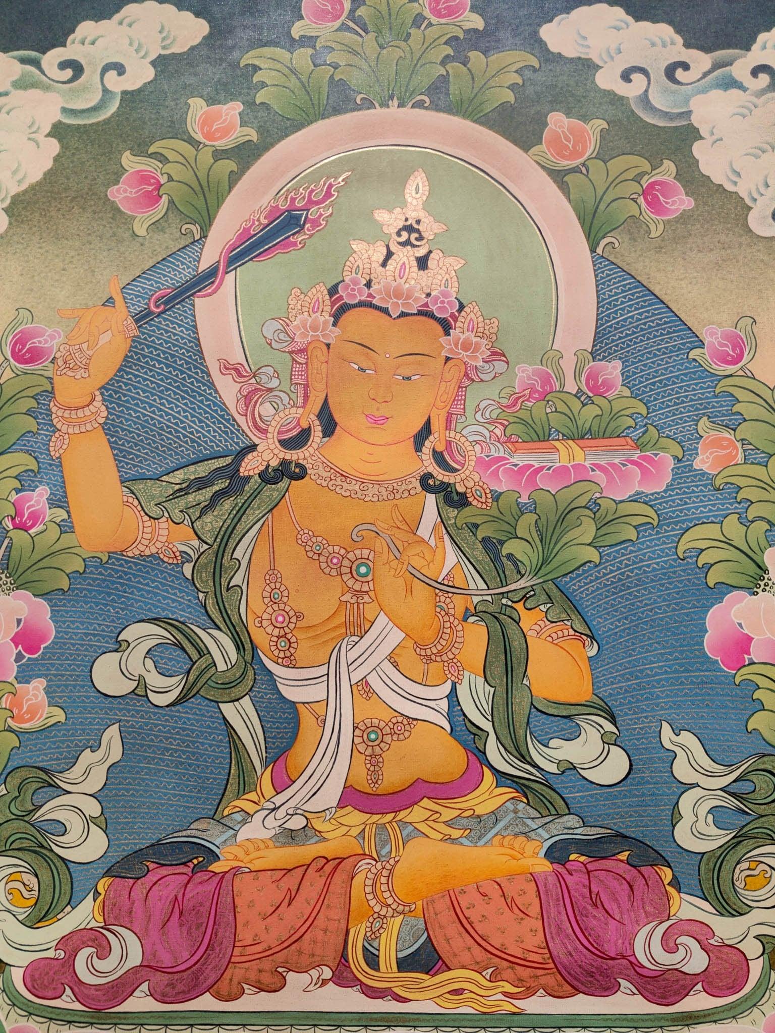 Hand-made Manjushri Thangka art
