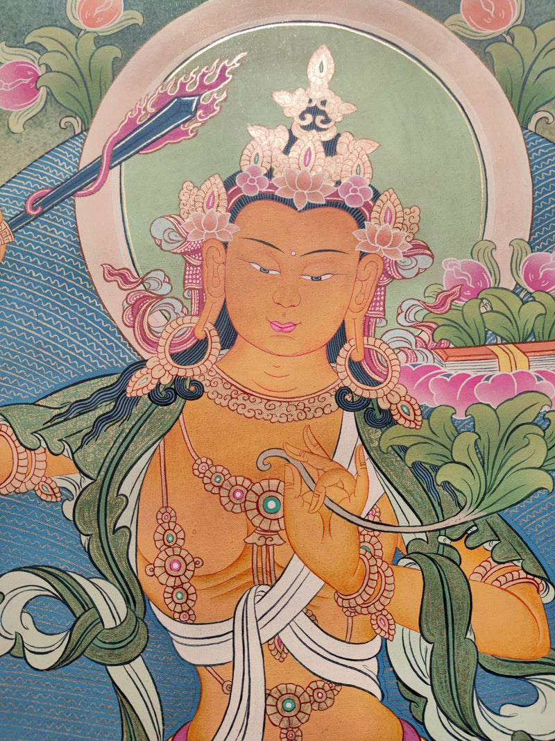 Hand-made Manjushri Thangka art