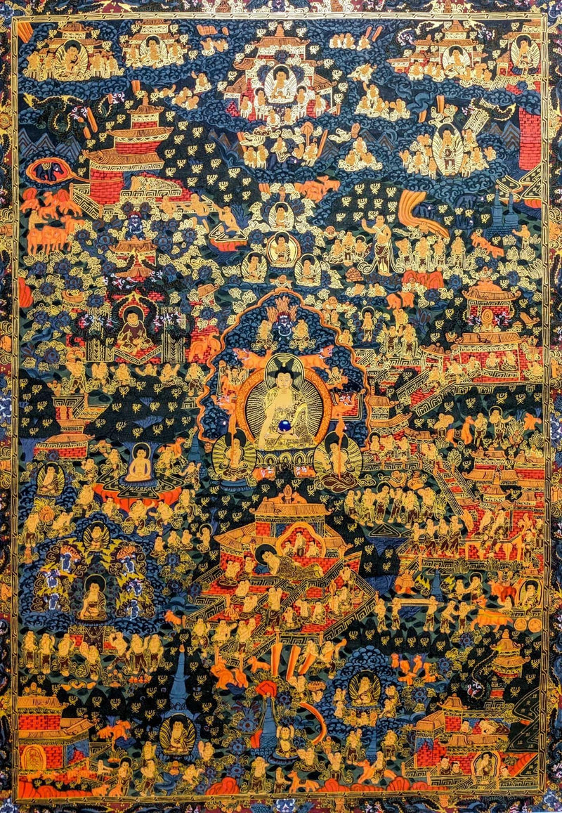 Detailed Buddha's Life of Shakyamuni Thangka art