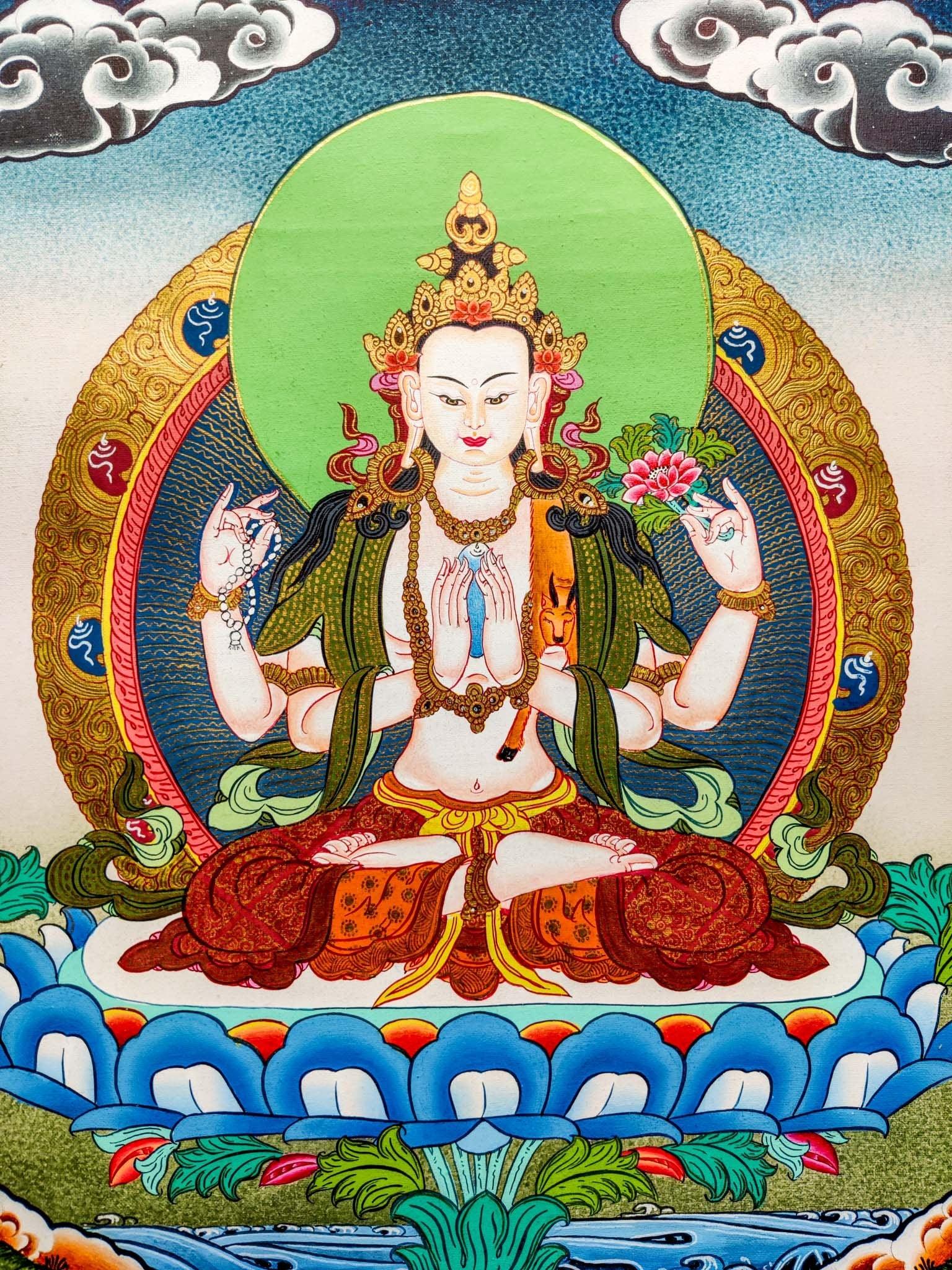 Chengresi Thangka Authentic Painting