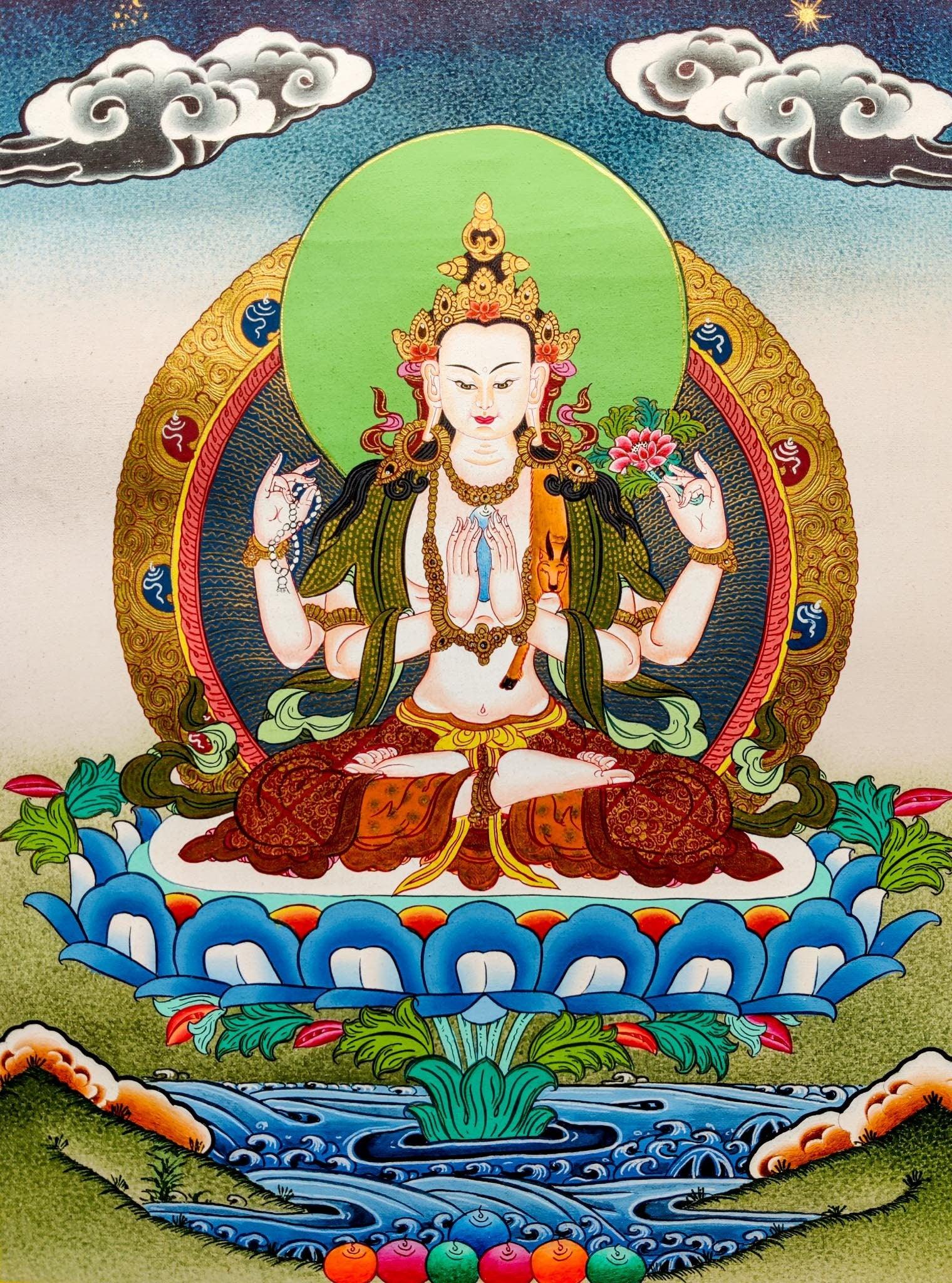 Chengresi Thangka Authentic Painting