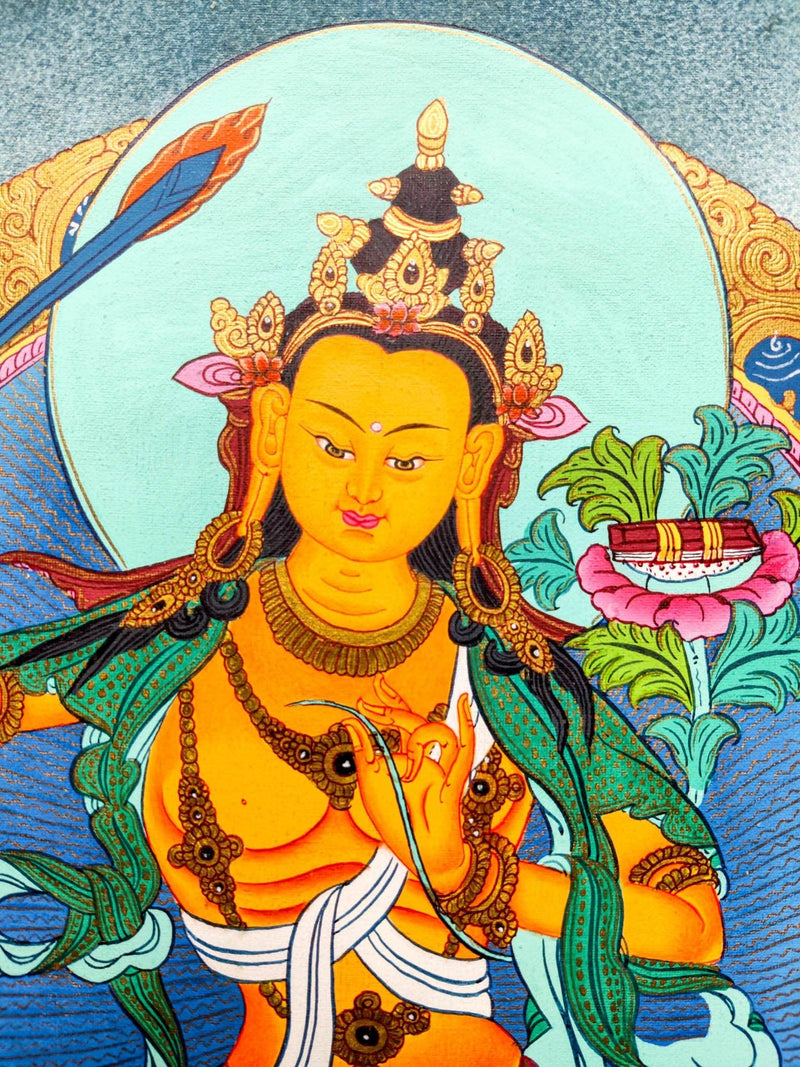 Manjushri Thangka art close up