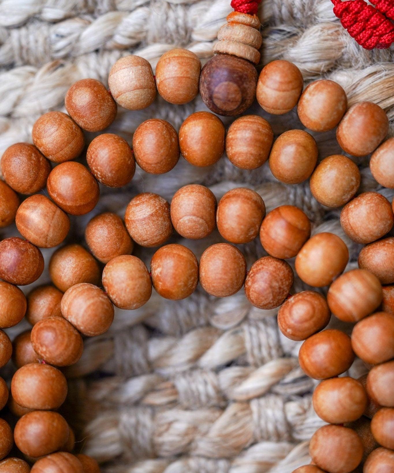 108 Beads Sandalwood Mala close up