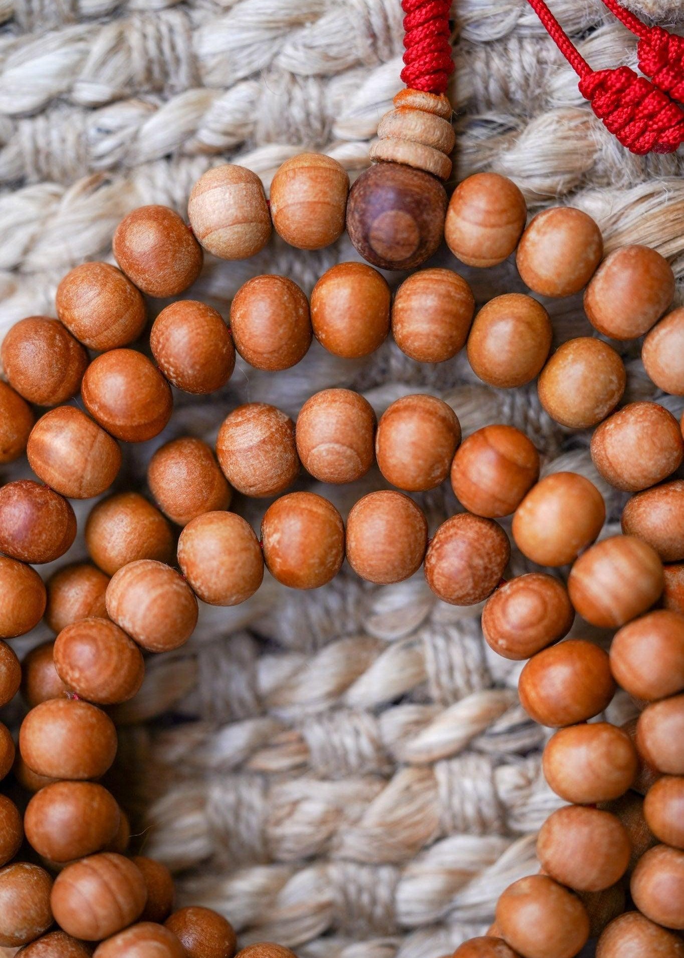 108 Beads Sandalwood Mala close up