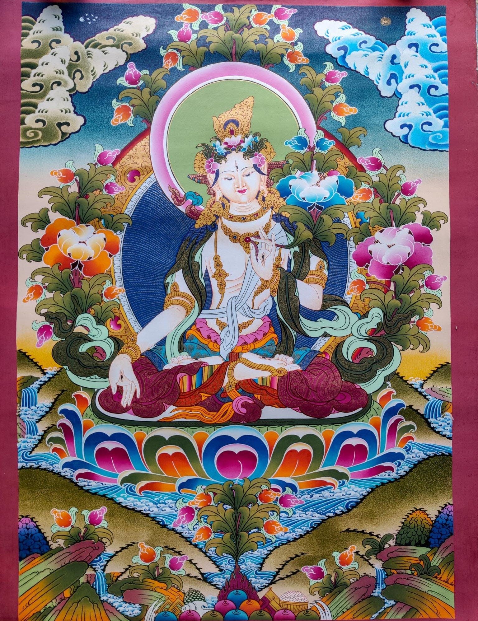 Authentic White Tara Thangka art